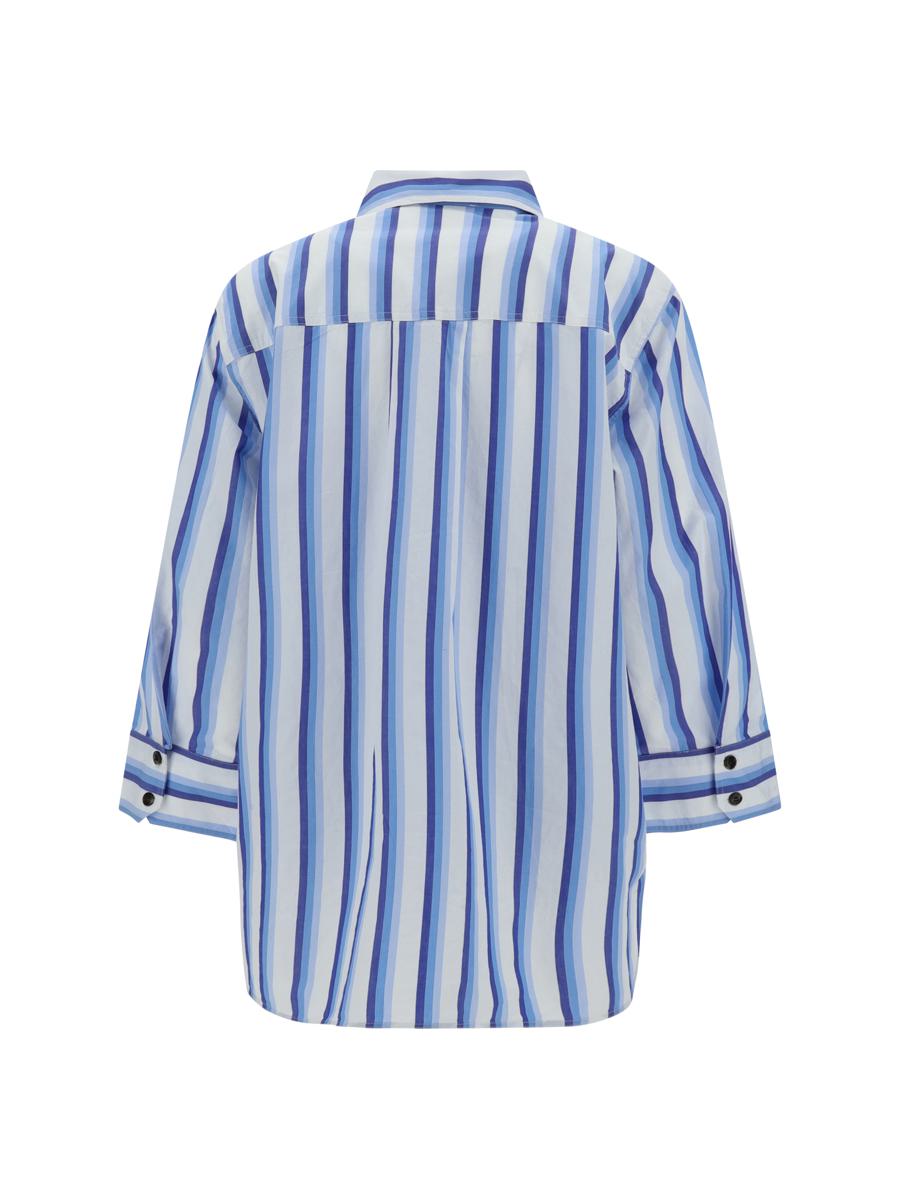 Shop Ganni Shirts In Silver Lake Blue