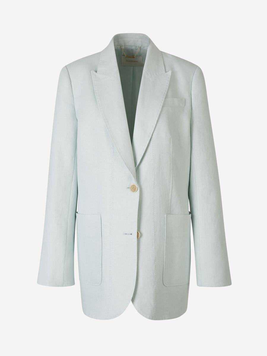 Zimmermann Natura Linen Blazer In Stitching Detail