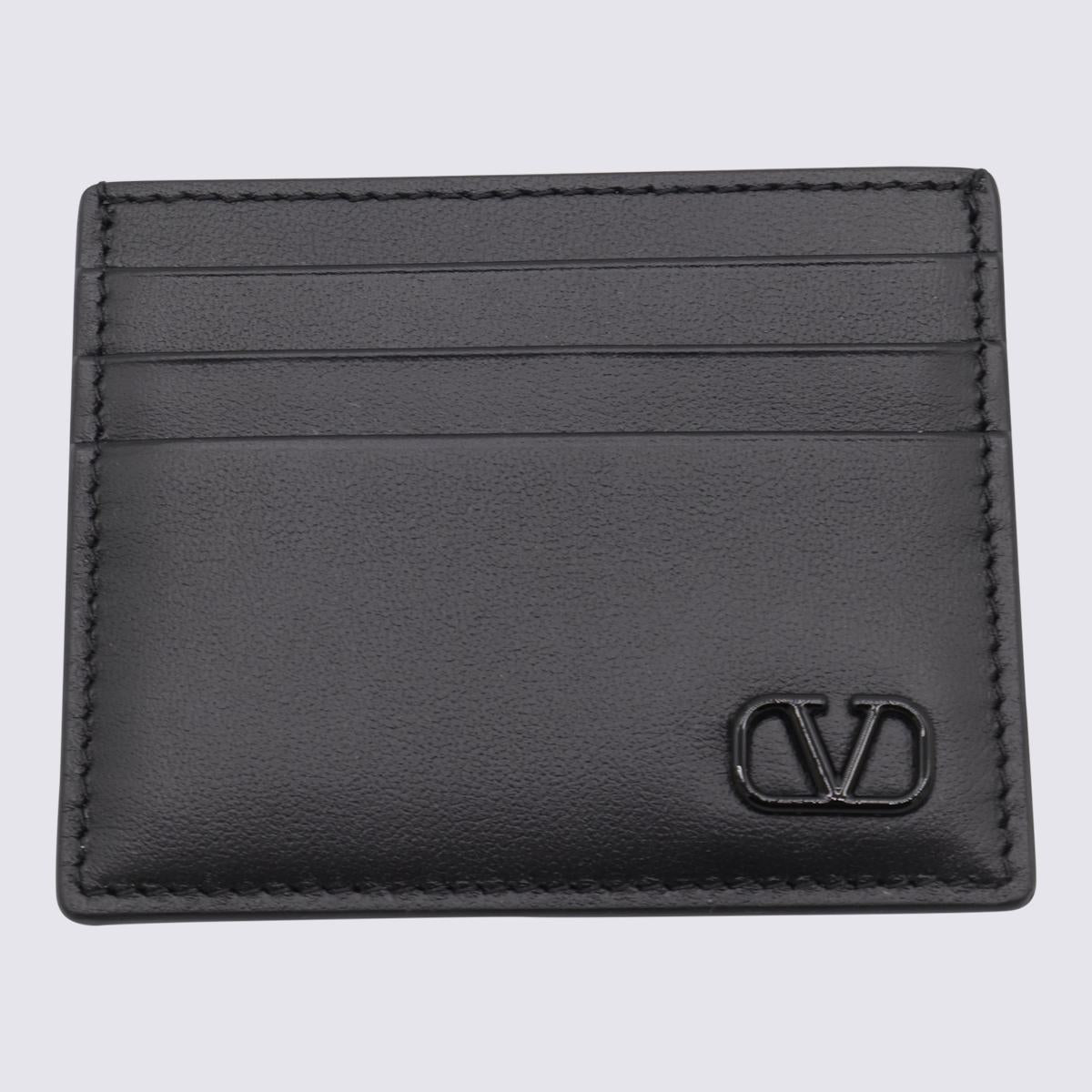 Shop Valentino Garavani Black Leather Vlogo Card Holder