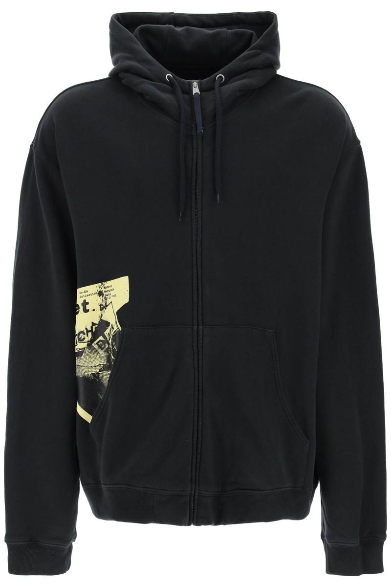 Shop Maison Margiela "maxi Zip-up Sweatshirt With In Nero