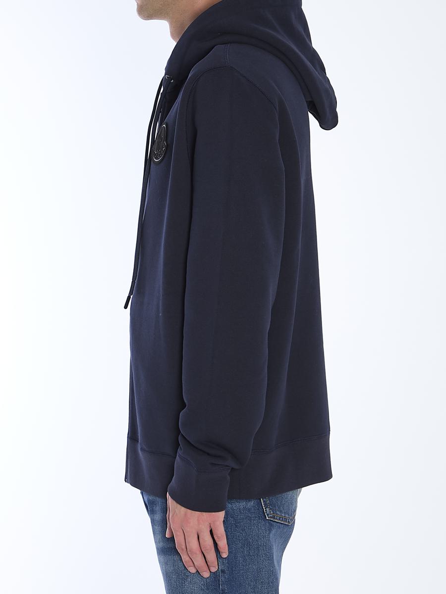 Shop Moncler Zip-up Hoodie In Cotton In Blue