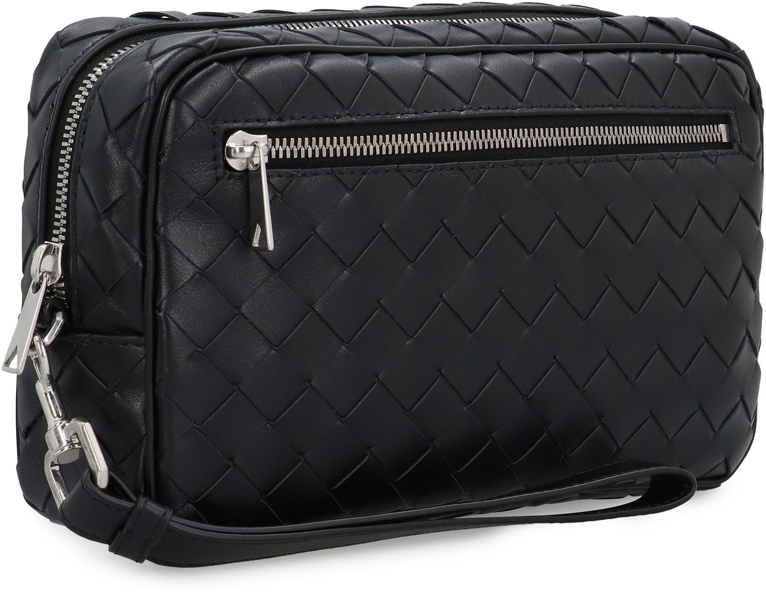 Shop Bottega Veneta Leather Pouch In Black