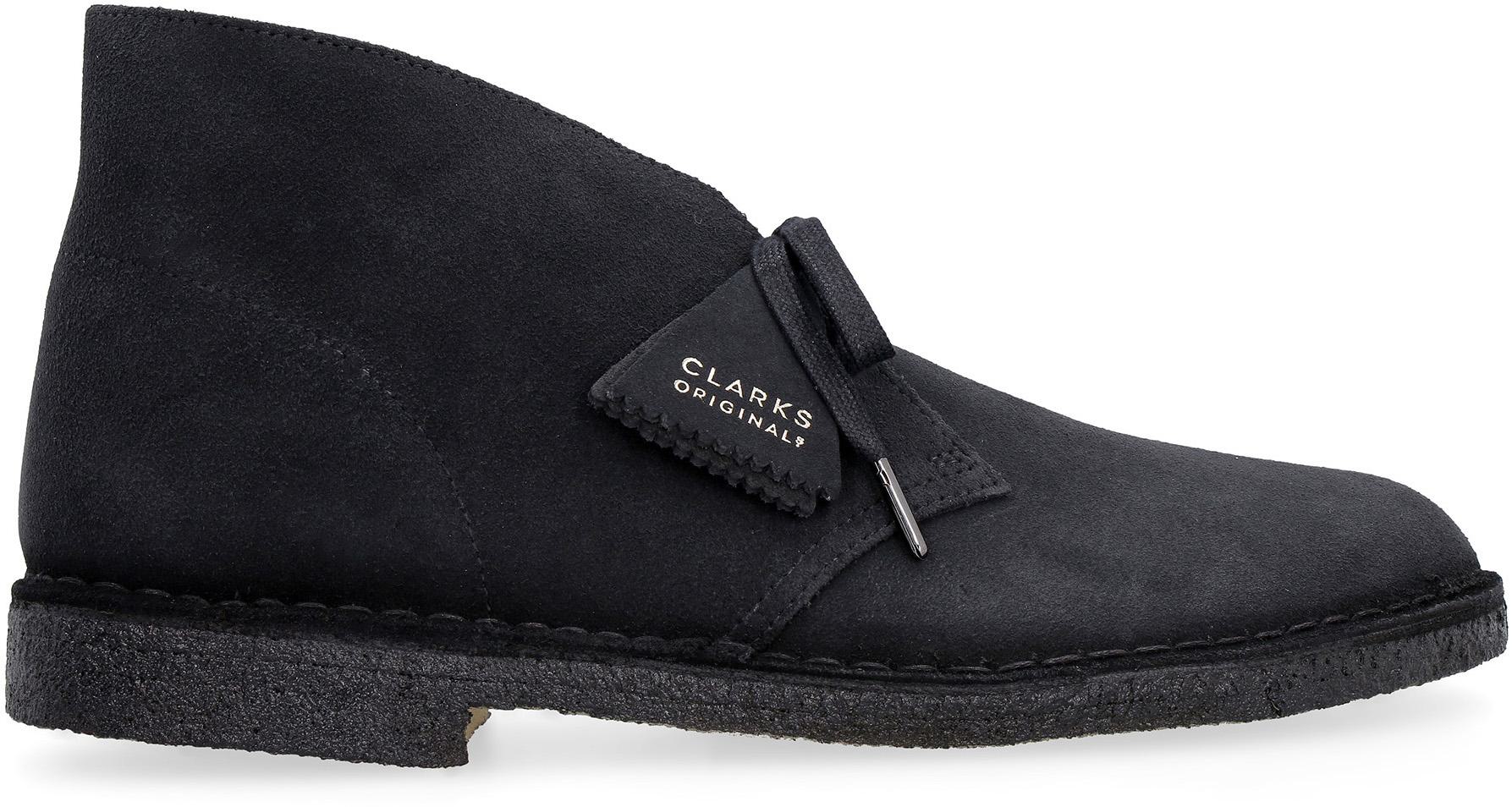 Shop Clarks Suede Desert Boots In Blue