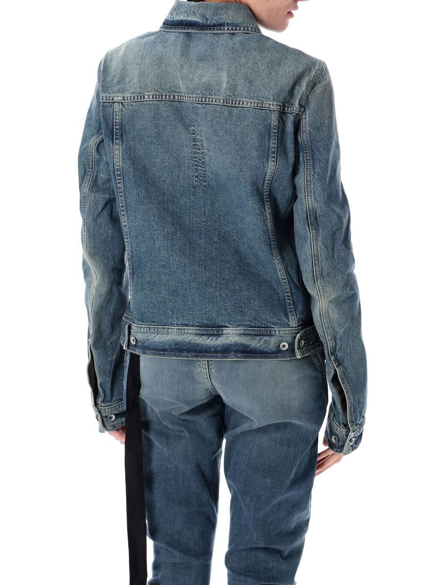 Rick Owens Drkshdw Classic Denim Trucker Jacket With Structured Silhouette In Blue