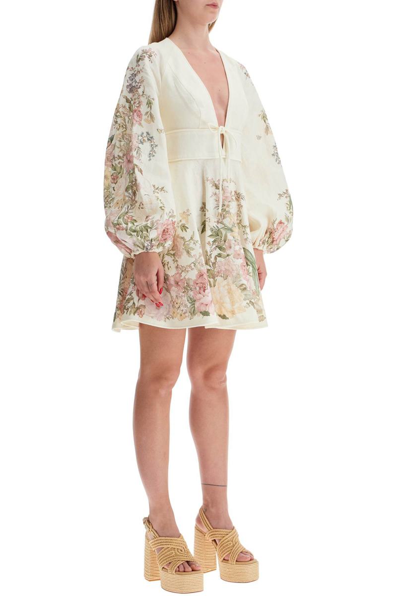 Shop Zimmermann Waverly Plunge Mini Dress In Bianco