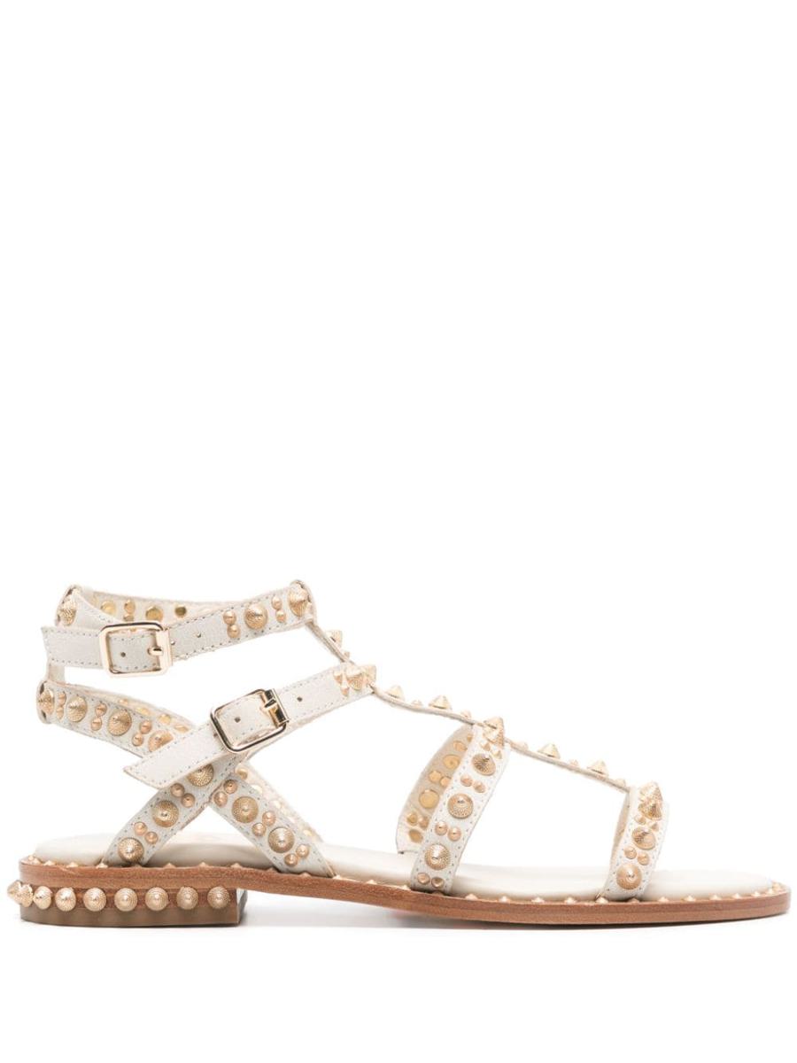 Ash Pepsy Studded Leather Sandals In Beige