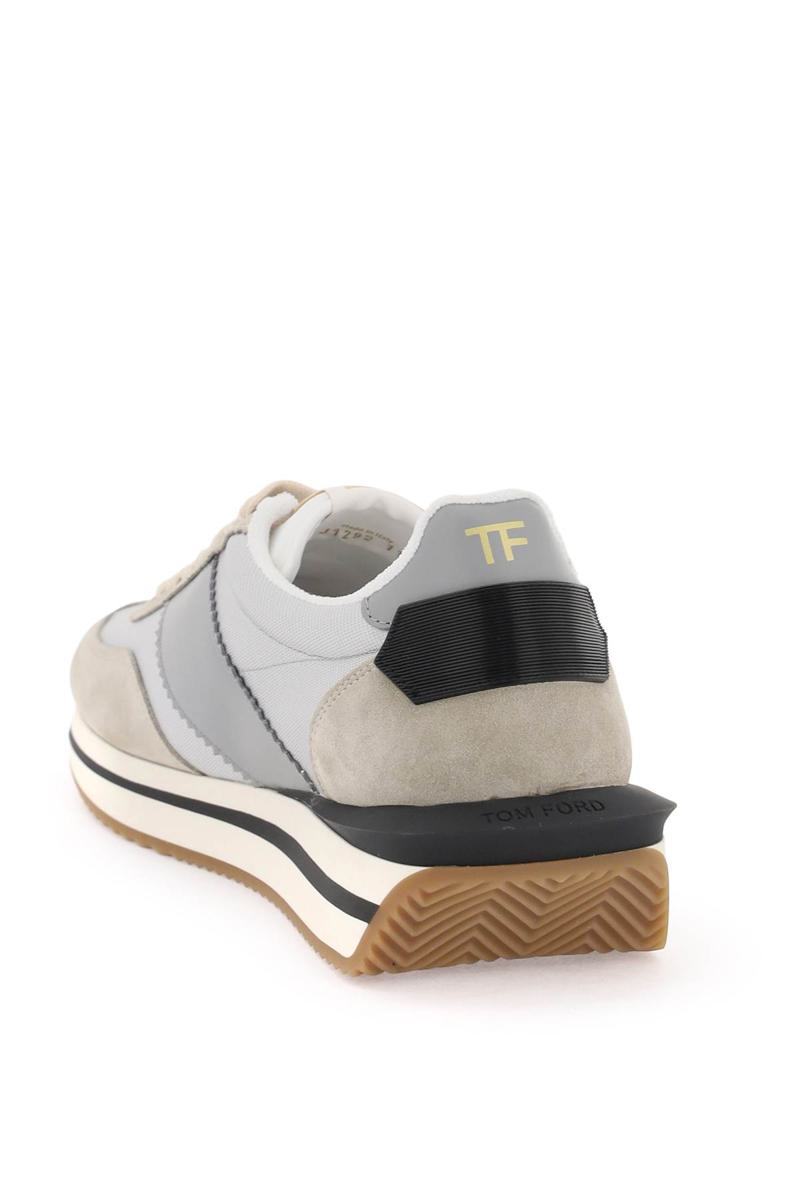 Shop Tom Ford James Sneakers In Lycra And Suede Leather In Beige