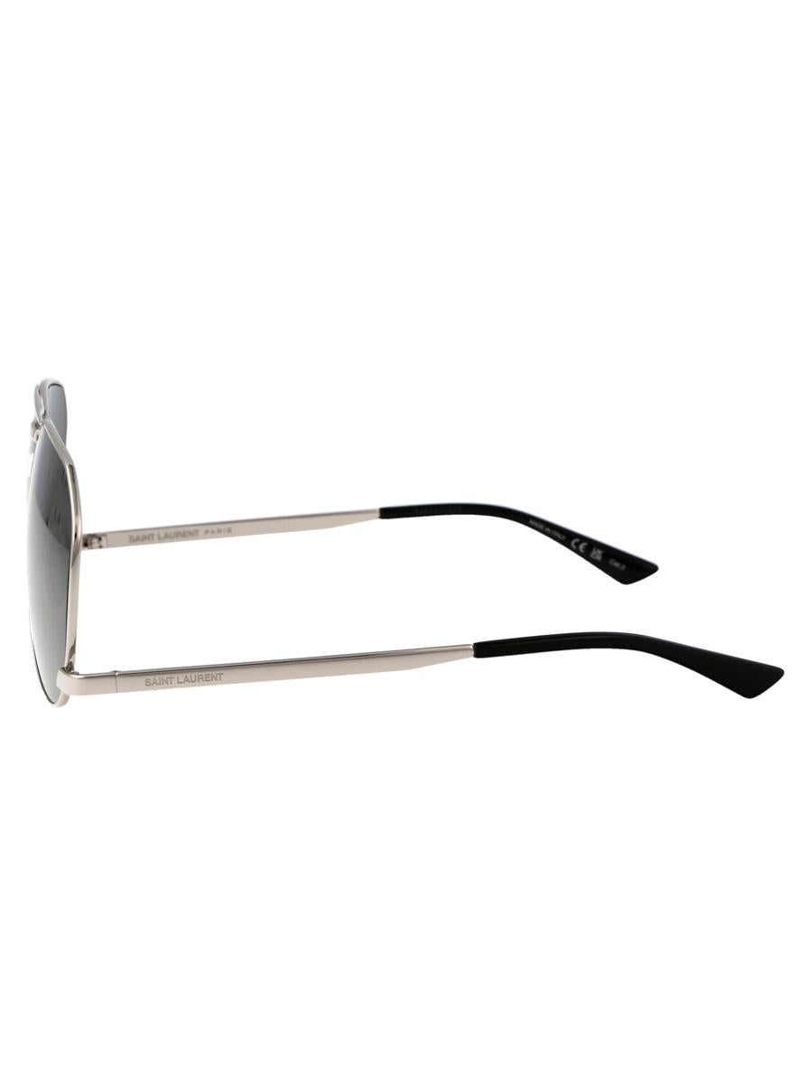 Shop Saint Laurent Sunglasses In 002 Silver Silver Grey