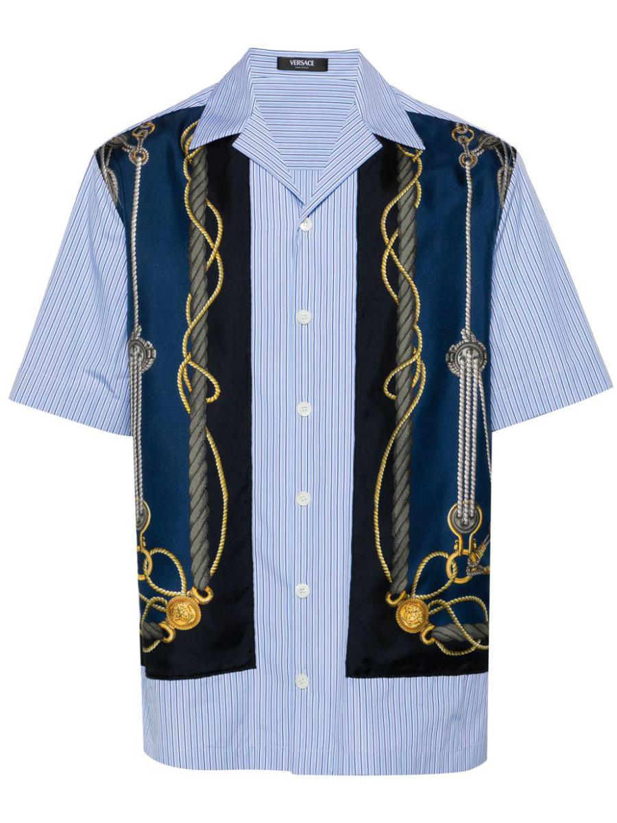 Shop Versace Shirts In Bluegold