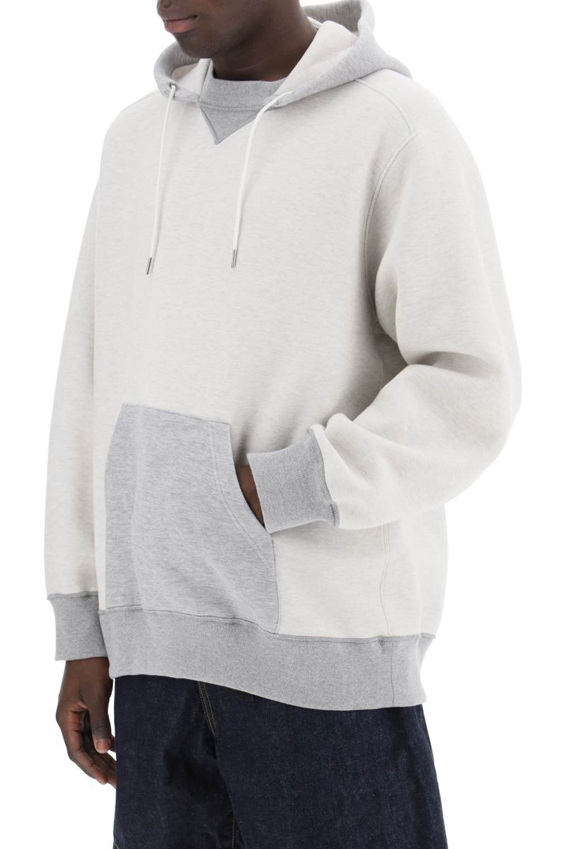 Shop Sacai Hooded Sweatshirt With Reverse In Grigio