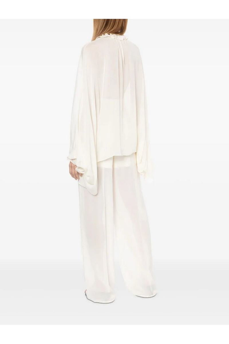Philosophy Di Lorenzo Serafini Silk Blend Georgette Cape Shirt In Blue