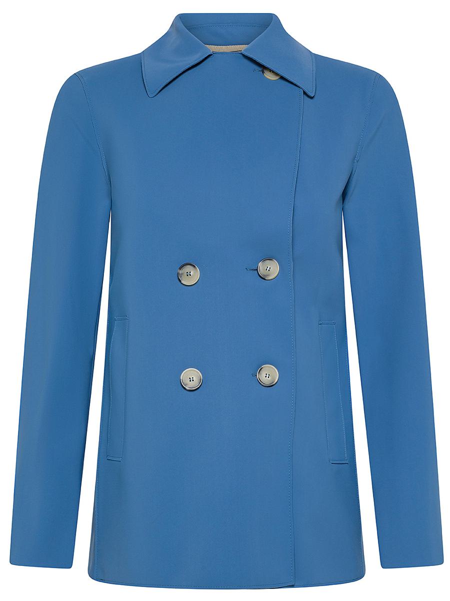 Shop Harris Wharf London Short Double-breasted Coat With Pockets In Blue