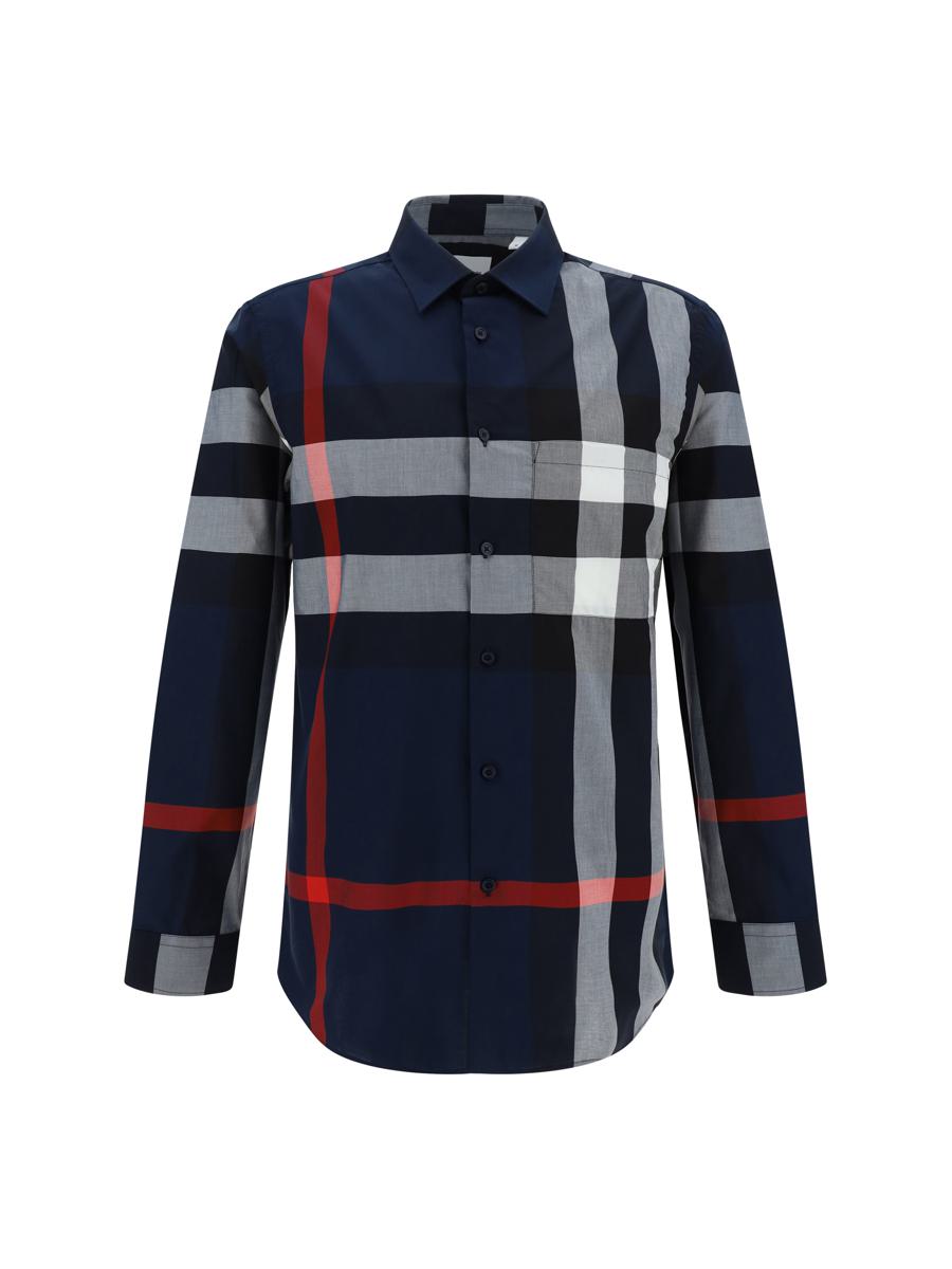 Shop Burberry Shirts In Navy Ip Check