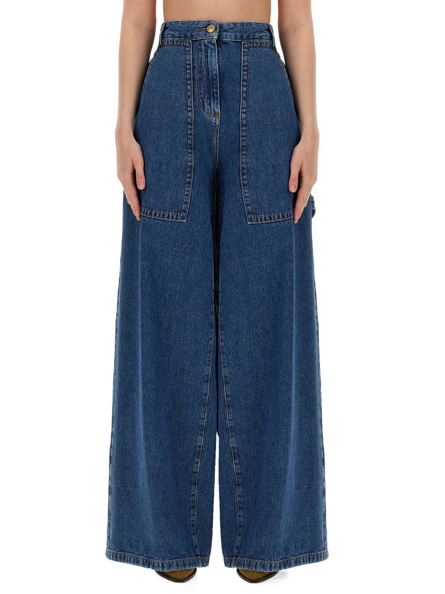 Shop Etro Jeans Wide Leg In Denim