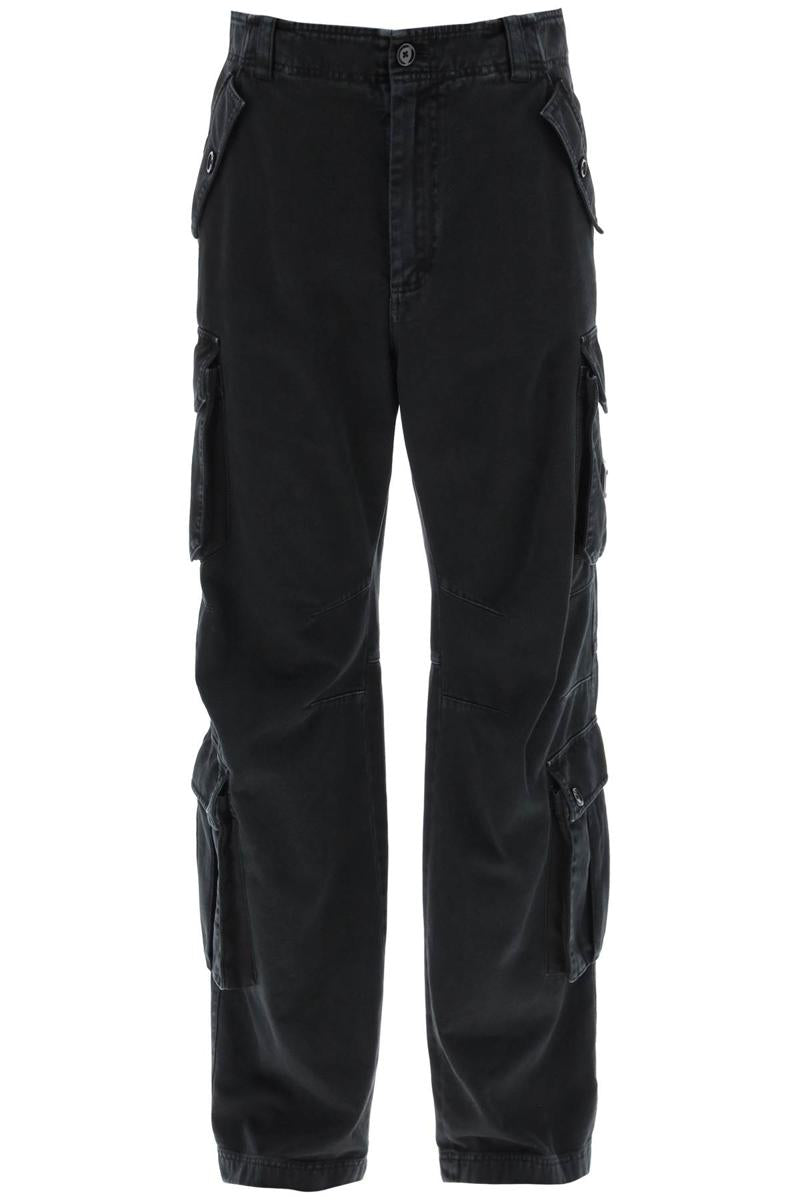 Shop Dolce & Gabbana Wide-leg Cargo Pants In Nero