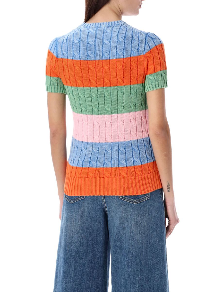 Shop Polo Ralph Lauren Stripe Short Sleeves Sweater In Stripe Multicolor