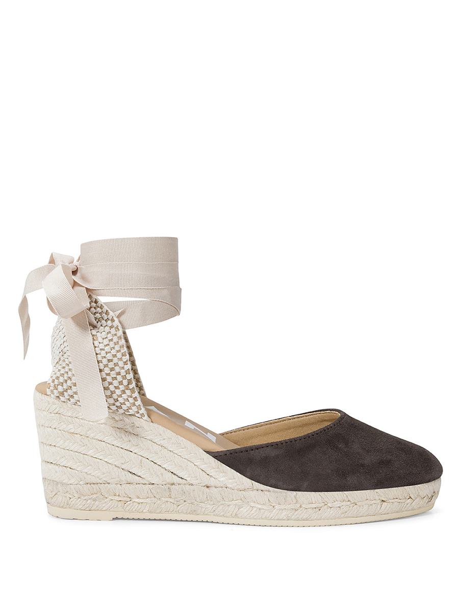 Shop Manebi Manebí Hamptons Suede Wedge With Lace-up In Brown