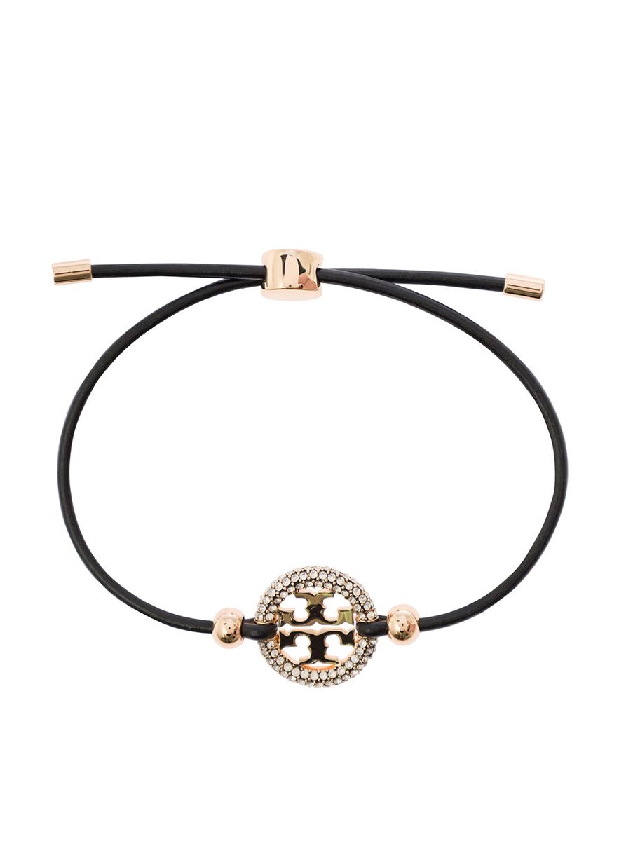 Shop Tory Burch 'miller' Black Leather Bracelet