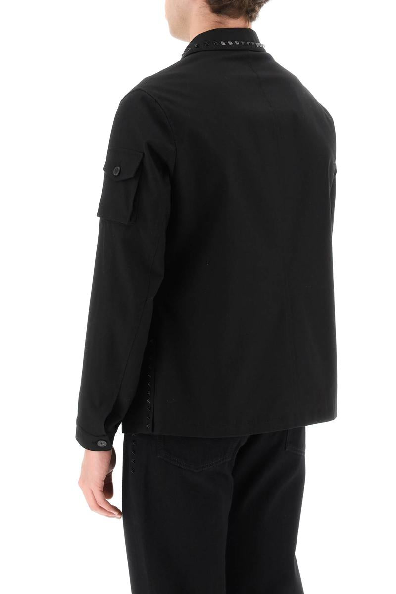 Shop Valentino Black Untitled Studs Workwear Jacket In Nero