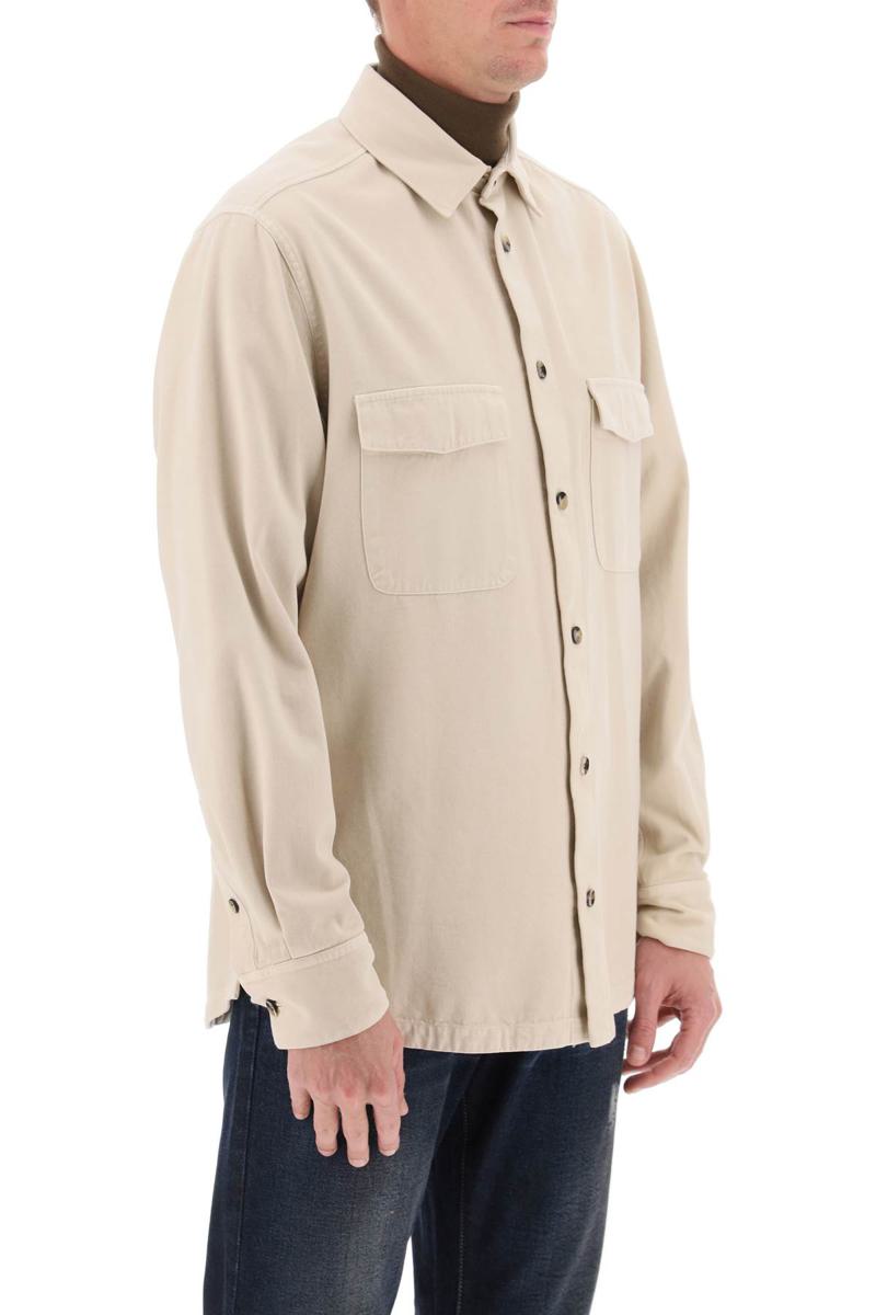 Shop Agnona Cotton & Cashmere Shirt In Beige