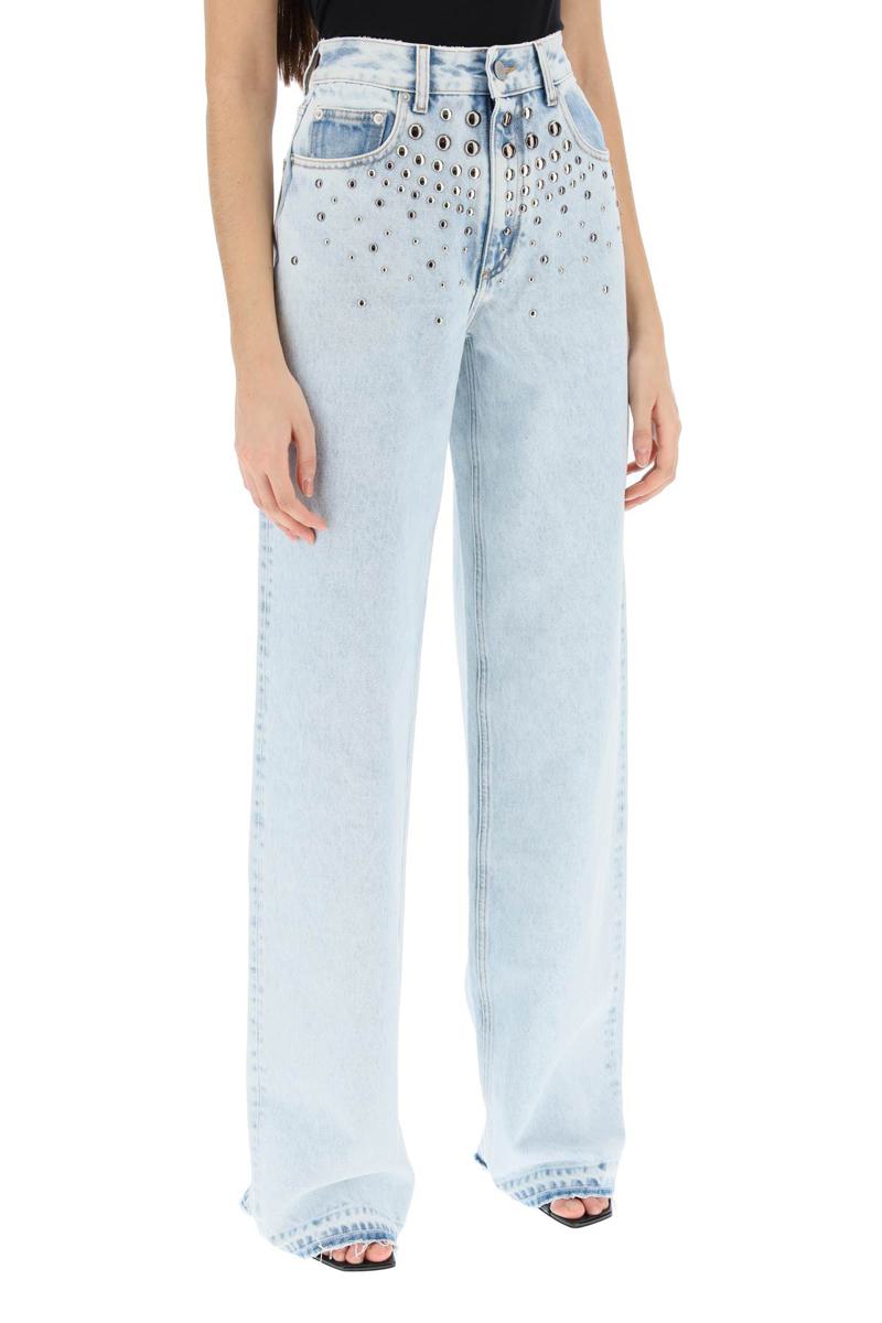 Shop Alessandra Rich Jeans With Studs In Celeste