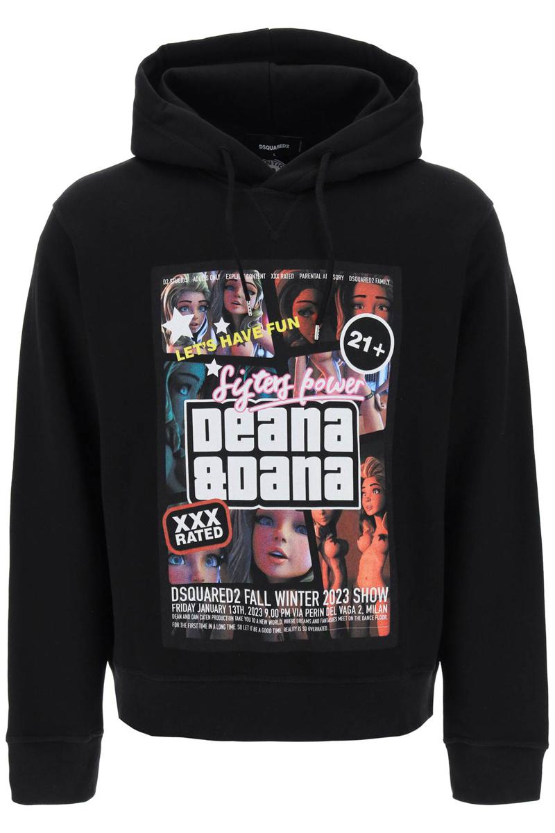 Shop Dsquared2 Cool Fit Hoodie With Print In Nero