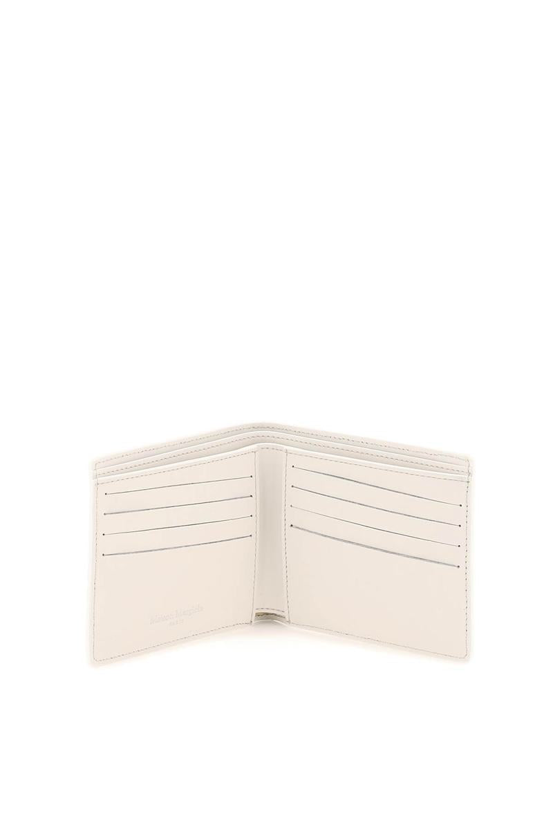 Shop Maison Margiela Grained Leather Bi-fold Wallet In Bianco