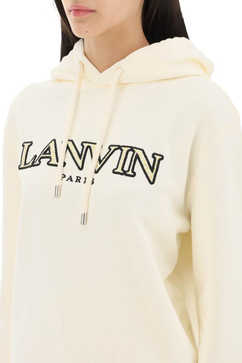 Shop Lanvin Curb Logo Hoodie In Bianco