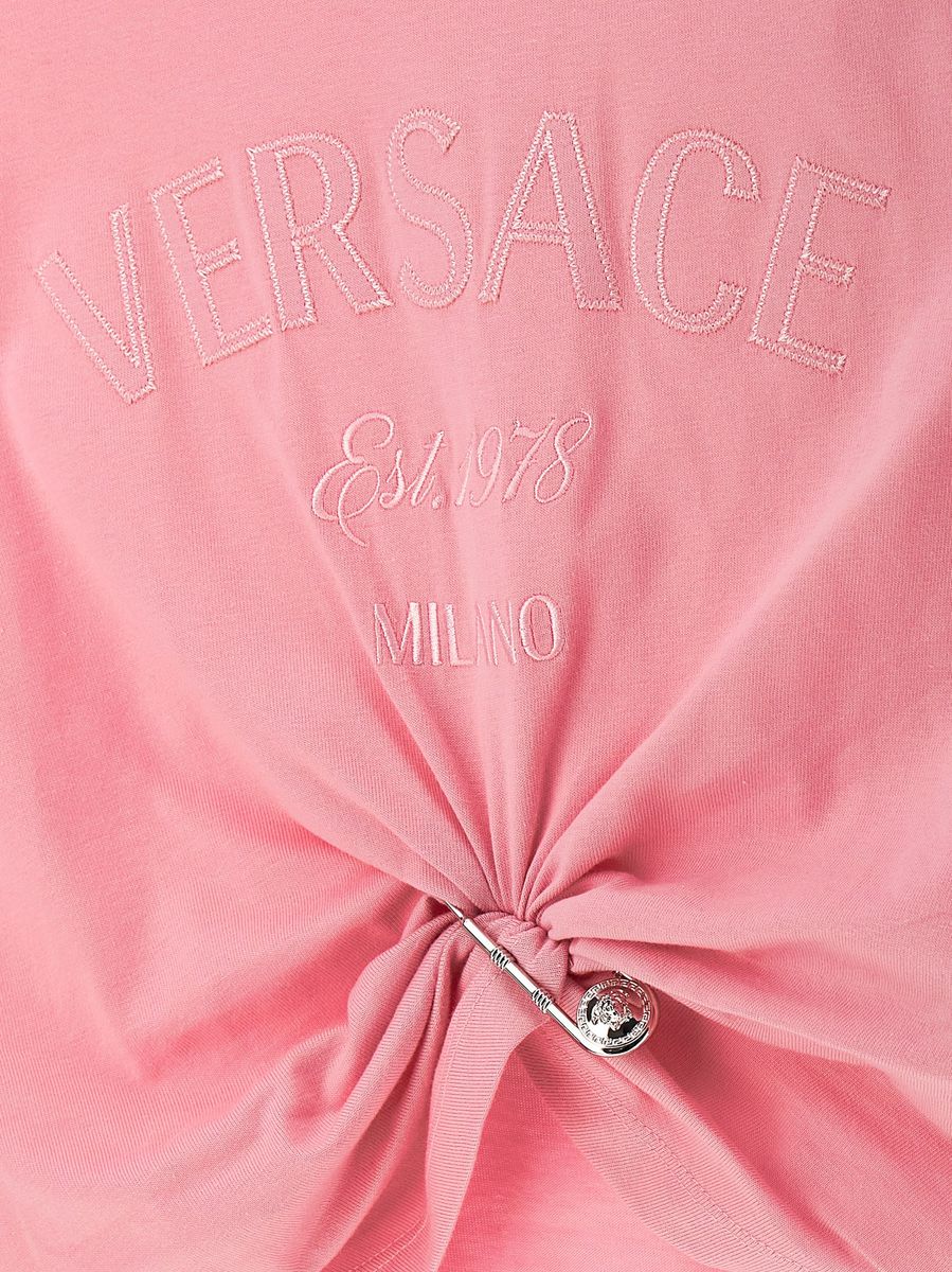 Shop Versace T-shirt With Logo In Pink