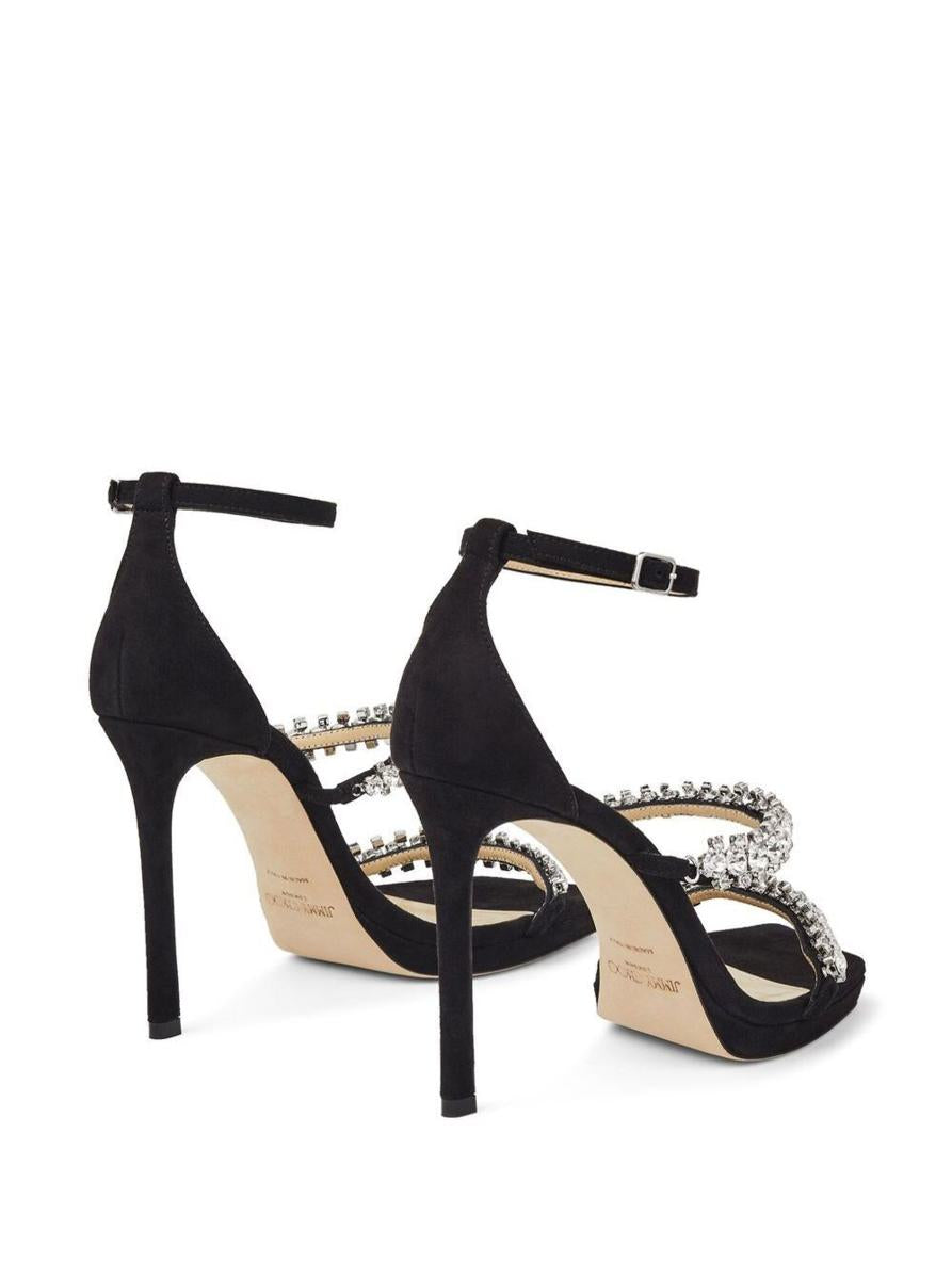 Shop Jimmy Choo Black Bing Sandals With Crustal Embellishment In Leather Woman