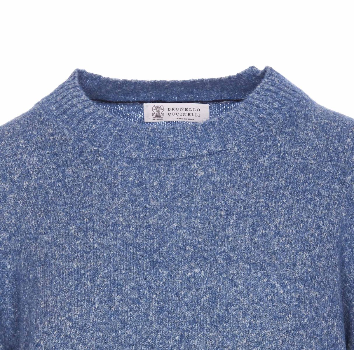 Shop Brunello Cucinelli Crew-neck Sweater In Alpaca Cotton And Wool In Blue