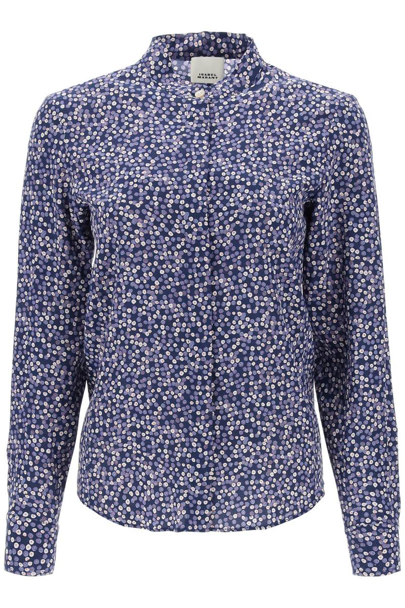 Shop Isabel Marant Ilda Silk Shirt With Floral Print In Blu