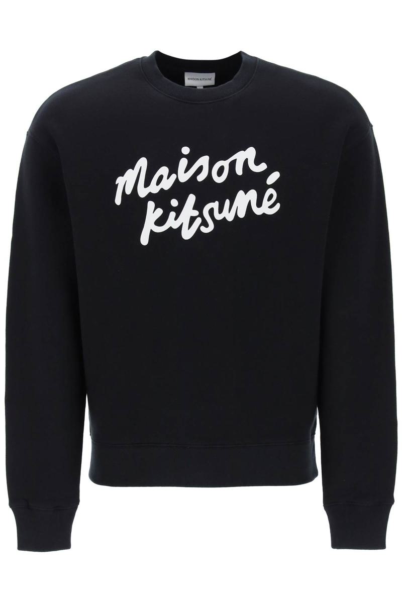 Shop Maison Kitsuné Crewneck Sweatshirt With Logo In Nero
