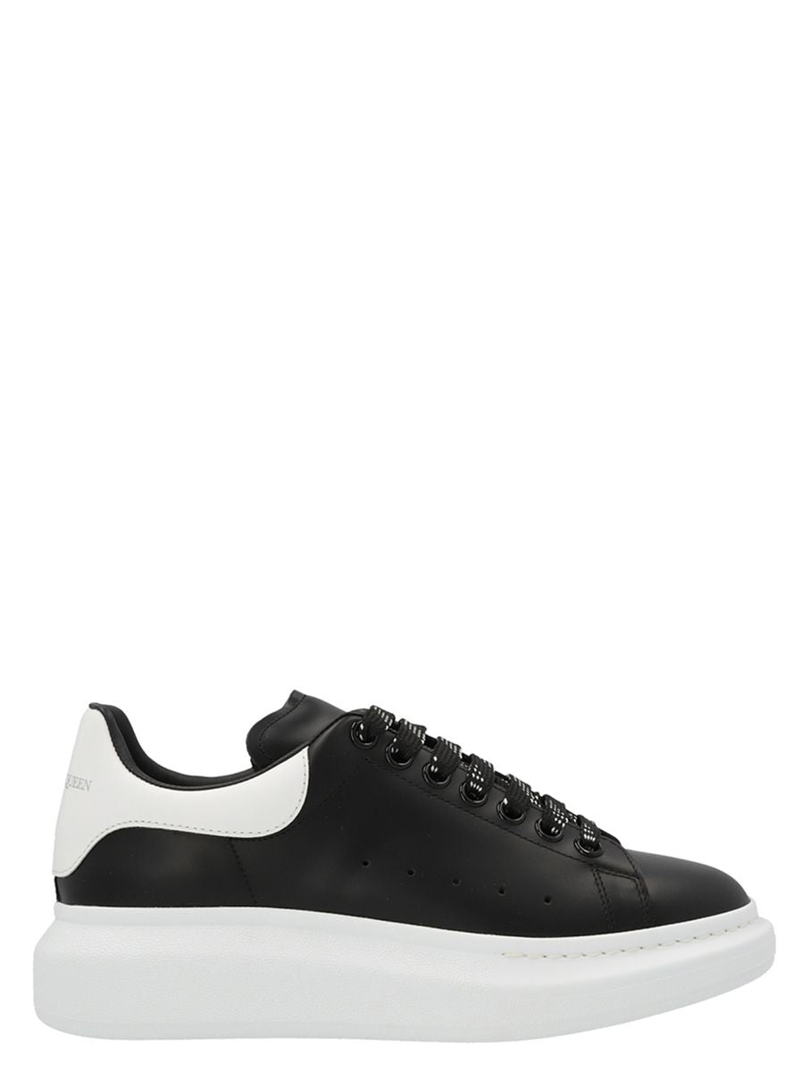 Shop Alexander Mcqueen Oversized Leather Sneakers In Black