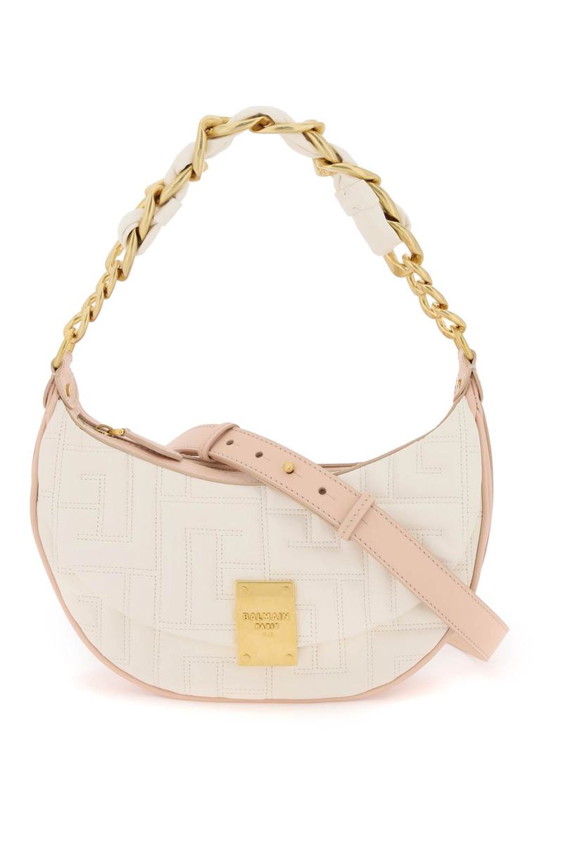 Shop Balmain 1945 Soft Quilted Leather Hobo Bag In Bianco