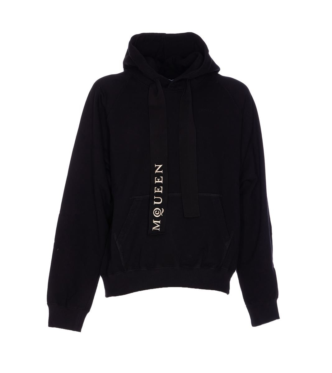 Alexander Mcqueen Hoodie With Drawstring Hood And Kangaroo Pocket In Black