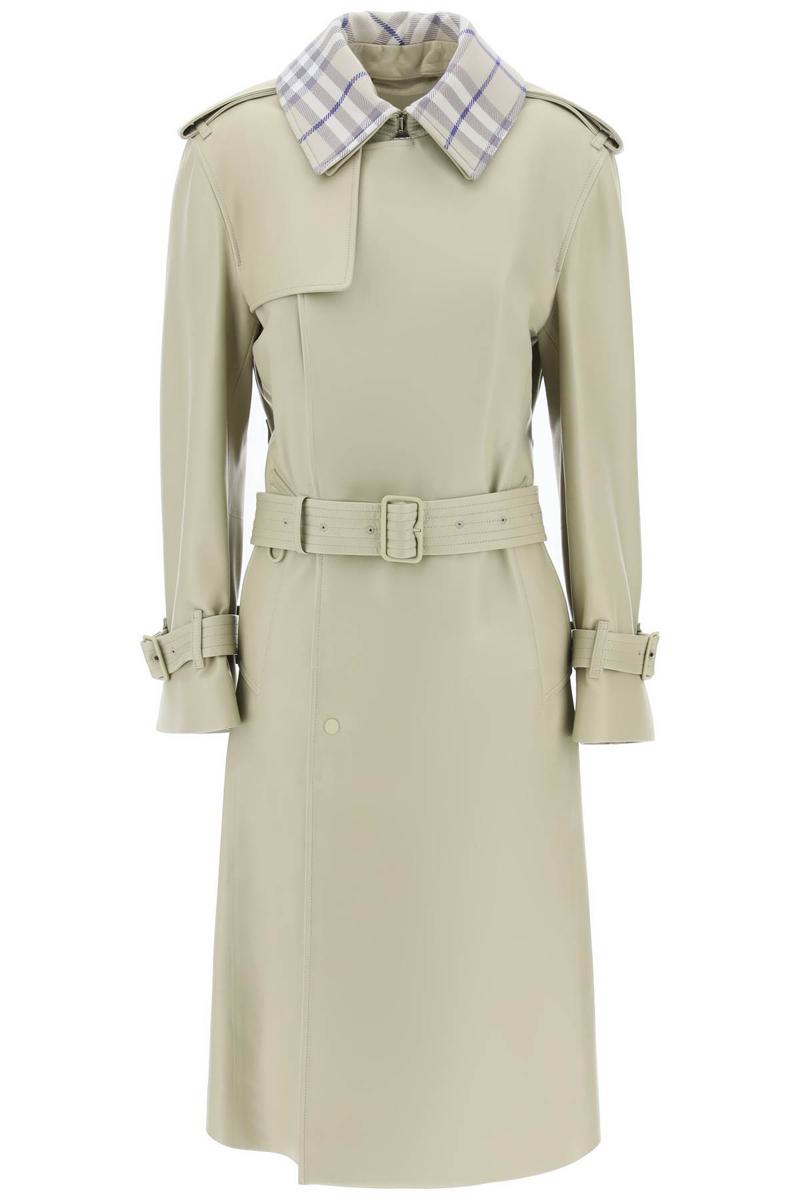 Shop Burberry Long Leather Trench Coat In Neutro