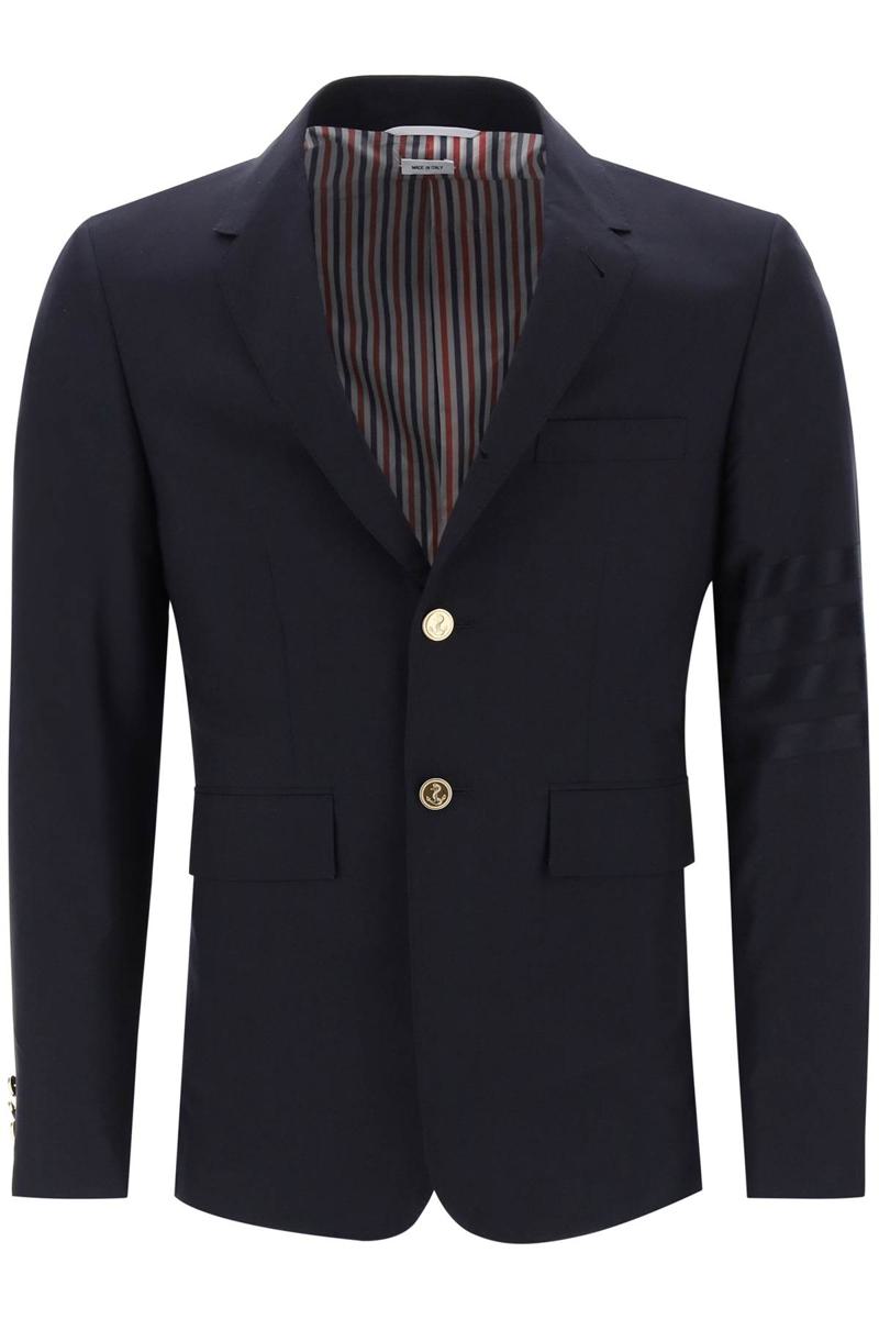 Shop Thom Browne Fit 1 Single-breasted 4-bar Wool Blazer In Blu