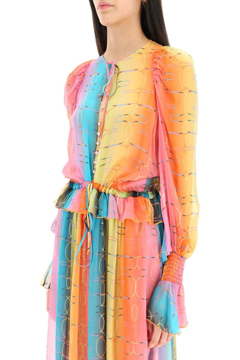 Shop Siedres 'alora' Long Silk Chiffon Dress In Multicolor