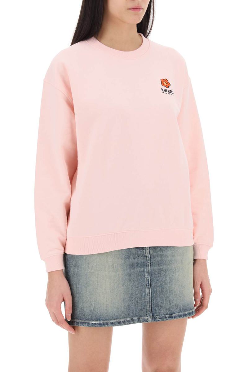 Shop Kenzo Crew-neck Sweatshirt With Embroidery In Rosa
