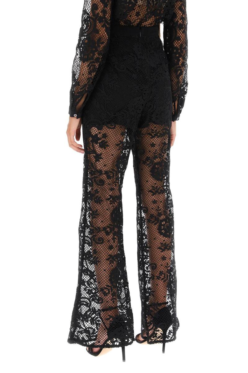 Shop Self-portrait Bootcut Pants In Floral Lace In Nero