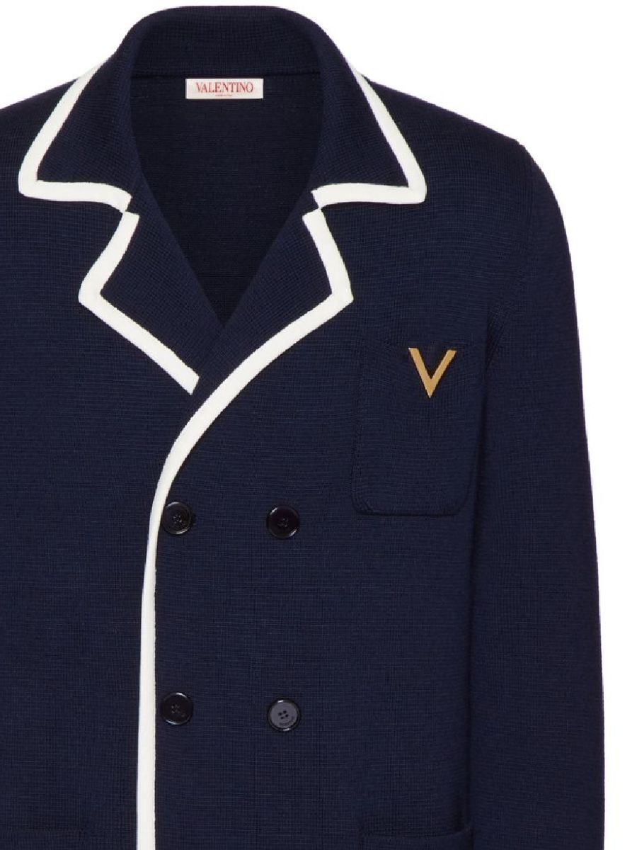 Shop Valentino Jackets In Navy Avorio