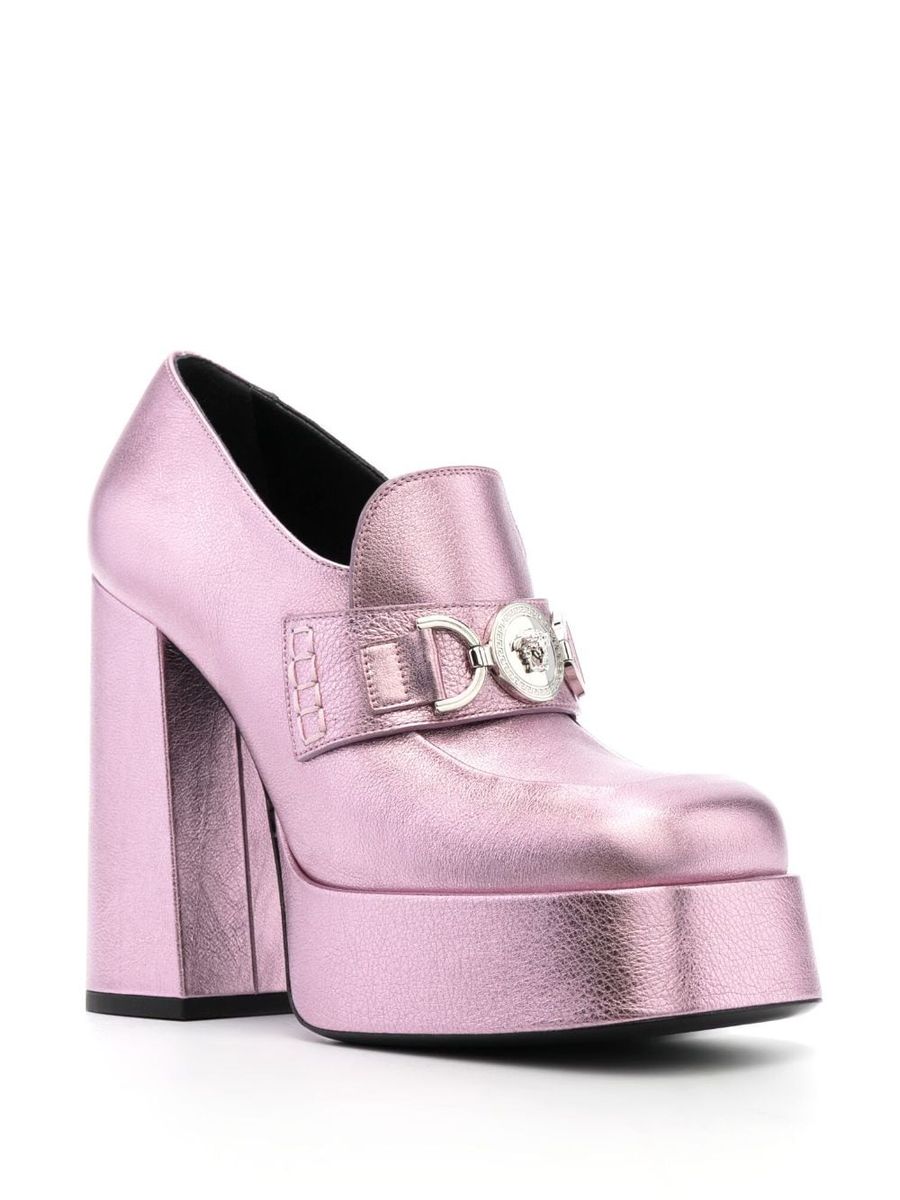 Shop Versace Flat Shoes In Pink/palladium