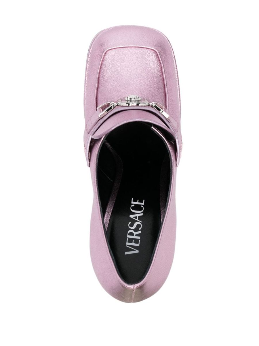 Shop Versace Flat Shoes In Pink/palladium