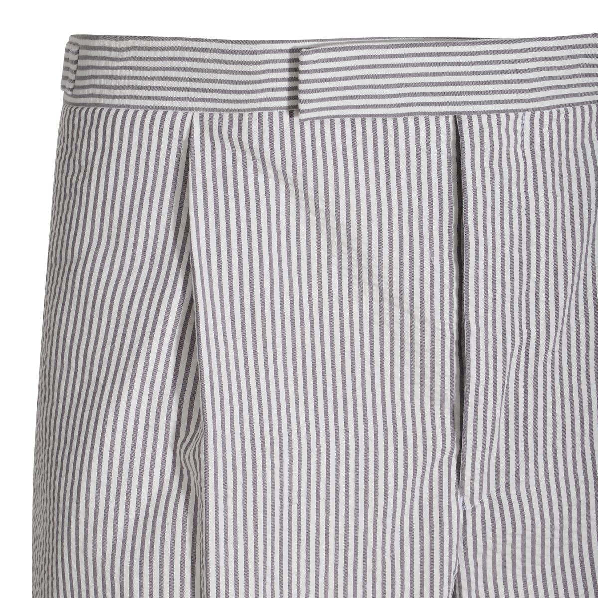 Shop Thom Browne Striped Tailored Shorts In White Cotton Man In Grey