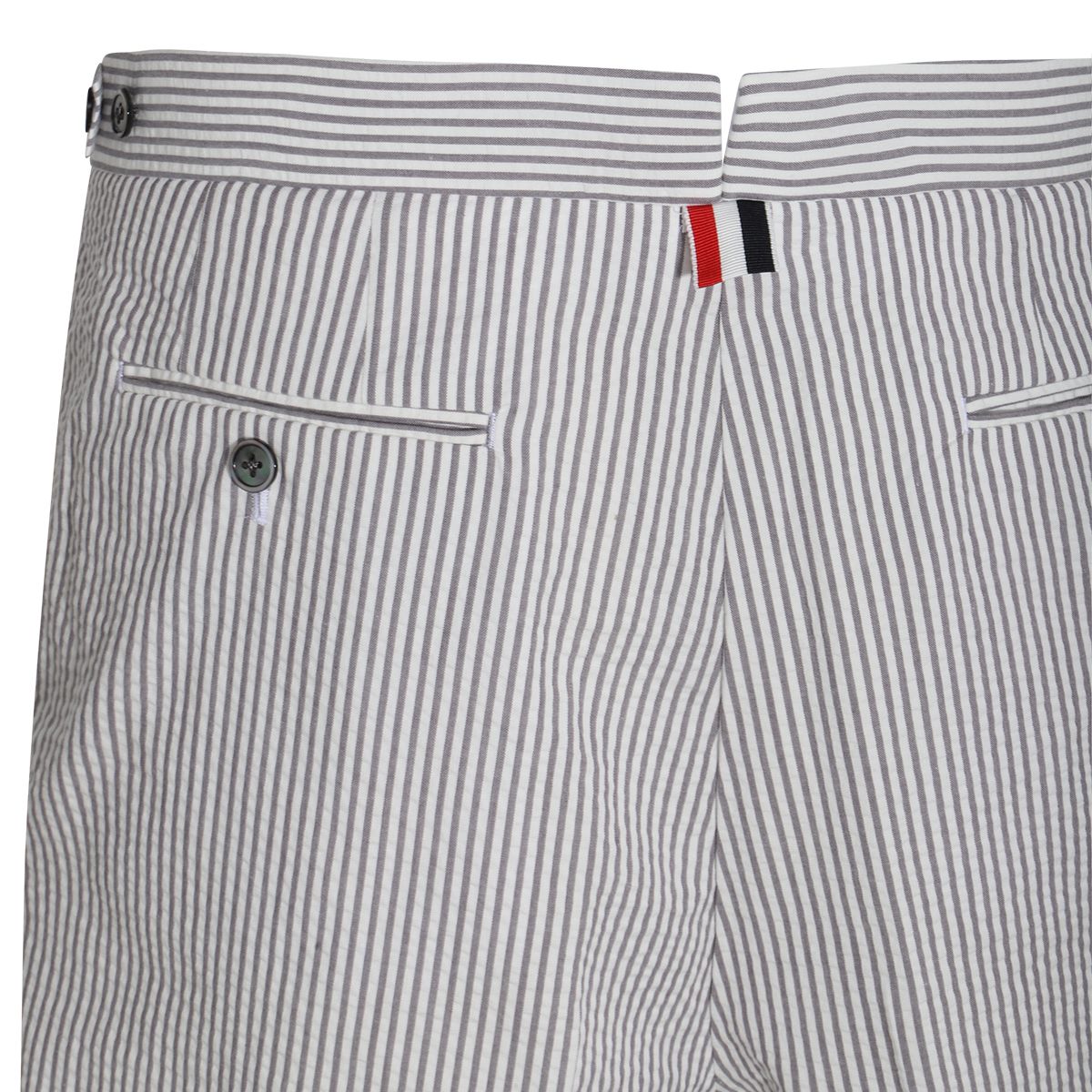 Shop Thom Browne Striped Tailored Shorts In White Cotton Man In Grey