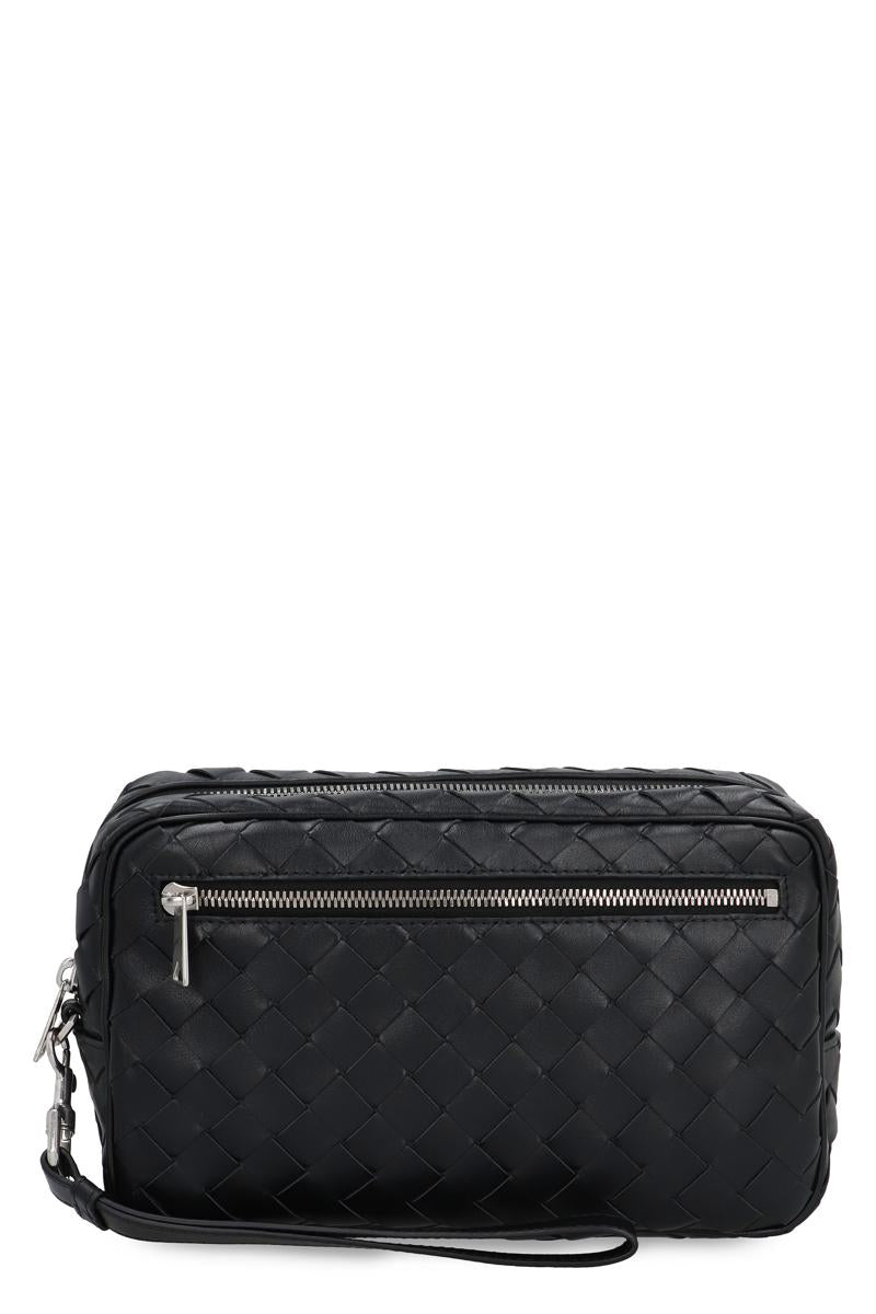 Shop Bottega Veneta Leather Pouch In Black