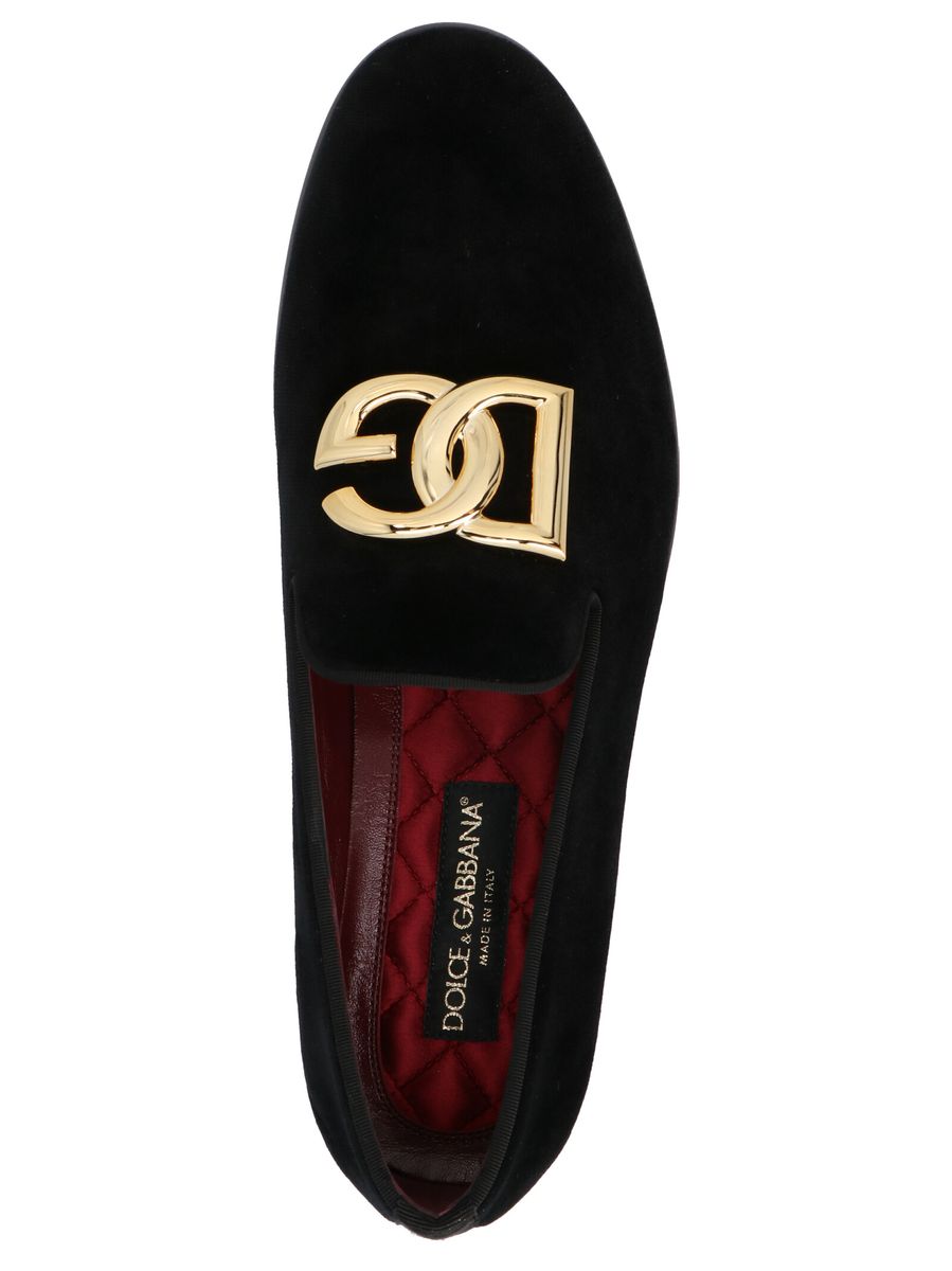 Shop Dolce & Gabbana Logo Velvet Loafers In Black