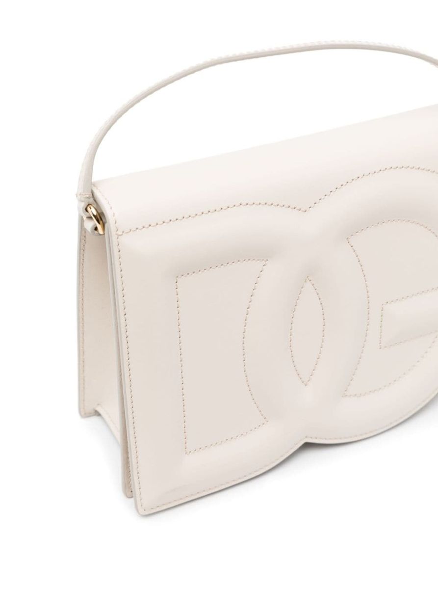 Shop Dolce & Gabbana Dg Logo Leather Crossbody Bag In Ivory