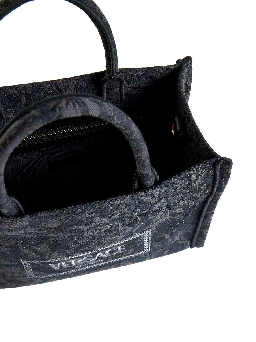 Shop Versace 'athena' Small Shopping Bag In Black
